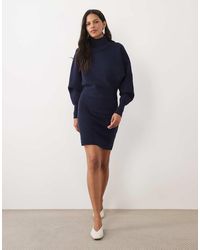 ASOS - Premium High Neck Batwing Compact Mini Knitted Dress - Lyst