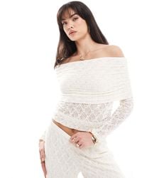 Pieces - Lace Off The Shoulder Top Co-ord - Lyst