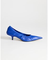 TOPSHOP - Arizona Real Leather Ruched Kitten Heel Court - Lyst