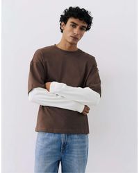 Pull&Bear - Doppellagiges langarm-t-shirt - Lyst