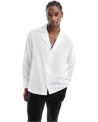 ASOS - Relaxed Deep Wide Revere Shirt With Loop Button Detail - Lyst