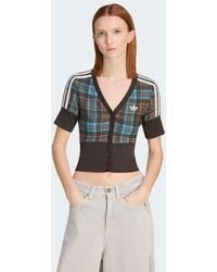 adidas Originals - Checked V-Neck Shirt With Buttons - Lyst
