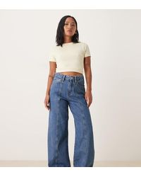 Gina Tricot - Wide Leg Front Seam Detail Jeans - Lyst