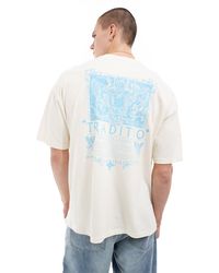 ASOS - Camiseta blanco hueso extragrande con estampado renacentista en la espalda - Lyst