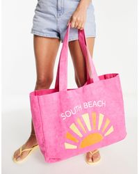 South Beach Tote Bag With Sunset - Pink