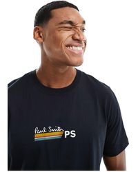 PS by Paul Smith - Camiseta con logo a rayas en el pecho - Lyst