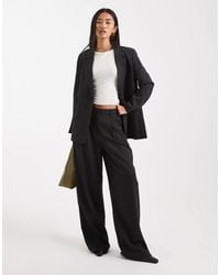Vero Moda - Pantalones De Sastre Gris Oscuro Jaspeado De Pernera Ancha Con Pinzas Delanteras De (Parte De Un Conjunto) - Lyst