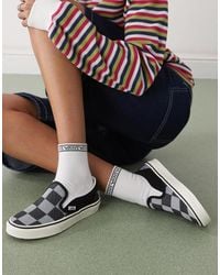 Vans - Classic - baskets à enfiler motif damier - et blanc - Lyst
