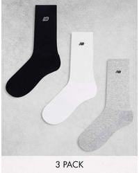 New Balance - Embroidered Logo Crew Socks 3 Pack - Lyst