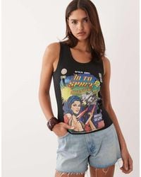 ASOS - Ribbed Tank Top With Star Girl Graphic - Lyst