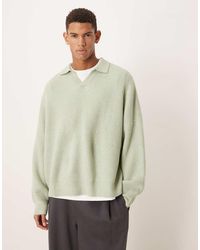 ASOS - Jersey De Corte Cuadrado Ultragrande Con Muesca En El Cuello De Punto Inglés De - Lyst