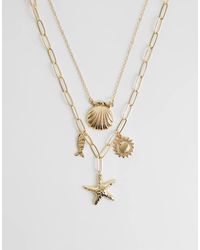 ASOS - Mutli-row Necklace With Sea-life Charms - Lyst