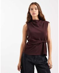 ASOS - Cowl Neck Sleeveless Top With Twist Waist Detail - Lyst