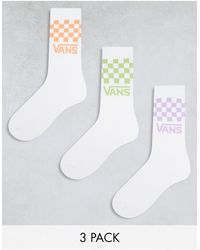 Vans - Classic - confezione da 3 paia di calzini bianchi con dettagli a scacchi verdi, viola e rossi - Lyst