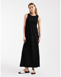 Pieces - Sleeveless Smocked Maxi Dress - Lyst