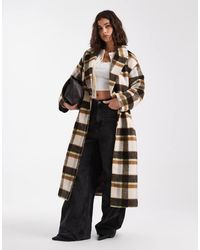 French Connection - Abrigo De Vestir A Cuadros Multicolores Con Cinturón De - Lyst