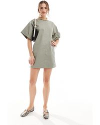 ASOS - Twill Boxy T-shirt Mini Dress - Lyst