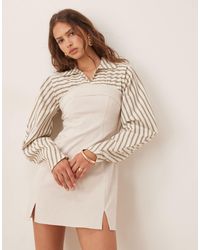 ASOS - – 2-in-1 hemd-minikleid aus leinen-bengalin - Lyst
