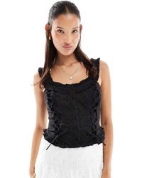 Miss Selfridge - Cotton Eyelet Corset Top - Lyst
