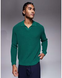 ASOS - Polo décontracté en maille côtelée avec col cranté - Lyst