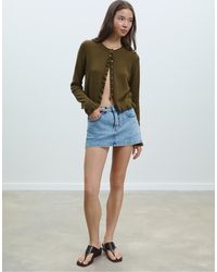 Stradivarius - Gebreid Vest Met Knopen En Ruches - Lyst