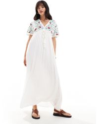 Y.A.S - Embroidered V Neck Maxi Dress - Lyst