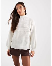 Monki - – hochgeschlossener, gerippter pullover aus grobstrick - Lyst