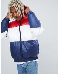 Tatum - Rote Steppjacke mit Blockfarbenbahn Tatum - Rote Steppjacke mit Blockfarbenbahn