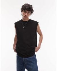 TOPMAN - Oversized Fit Sleeveless T-shirt - Lyst