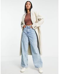 TOPSHOP - Double Breasted Long Coat - Lyst