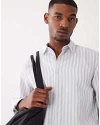 SELECTED - Camisa Azul A Rayas De Manga Larga De Mezcla De Lino - Lyst