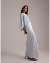ASOS - Bridesmaids Sheer Chiffon Cape Overlay With Bias Cut Satin Dress - Lyst