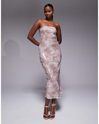 River Island - Sequin Bandeau Midi Dress - Lyst