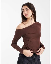 ASOS - Cotton Off Shoulder Long Sleeve Top - Lyst