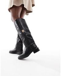 SEQWL Wide Fit - Twix Buckle Detail Refined Riding Boots - Lyst