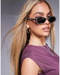 ASOS - Skinny Oval Sunglasses - Lyst