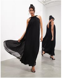ASOS - Statement Halter Sleeveless Pleated Maxi Dress - Lyst