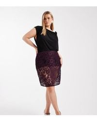 ASOS - Asos Design Curve Sheer Lace Knee Length Skirt - Lyst