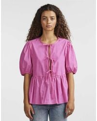 Pieces - Top Carnation Con Maniche A Sbuffo - Lyst