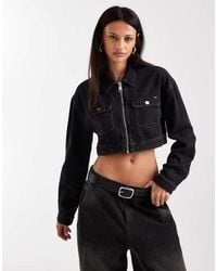 Tommy Hilfiger - Cropped Zip Through Denim Jacket - Lyst