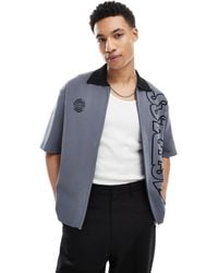 Bershka - Chemise zippée en maille avec imprimé - Lyst