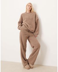 ASOS - Asos Design Tall Lounge Cuddle Crew Neck Sweat & Wide Leg Trouser Set - Lyst