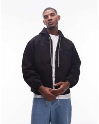 No Problemo - Chaqueta Negra De Estilo Worker Con Capucha Y Cremallera De Algodón De - Lyst