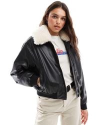 Levi's - Harper Heritage Relaxed Fit Sherpa Collar Faux Leather Bomber Jacket - Lyst