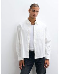 ASOS - Boxy Oversized Revere Poplin Stripe Shirt - Lyst