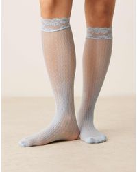 ASOS - Lace Knee High Socks With Frill Edge - Lyst