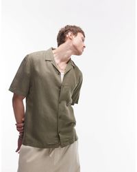 TOPMAN - Regular Fit Short Sleeve Linen Blend Shirt - Lyst