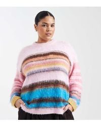 ASOS - Asos Design Curve Brushed Stripe Oversized Jumper - Lyst