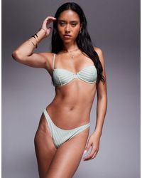 ASOS - Pia Pleated High Leg Cheeky Bikini Bottom - Lyst