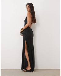 ASOS - Plisse Halter Neck Maxi Dress With Split & Low Back - Lyst